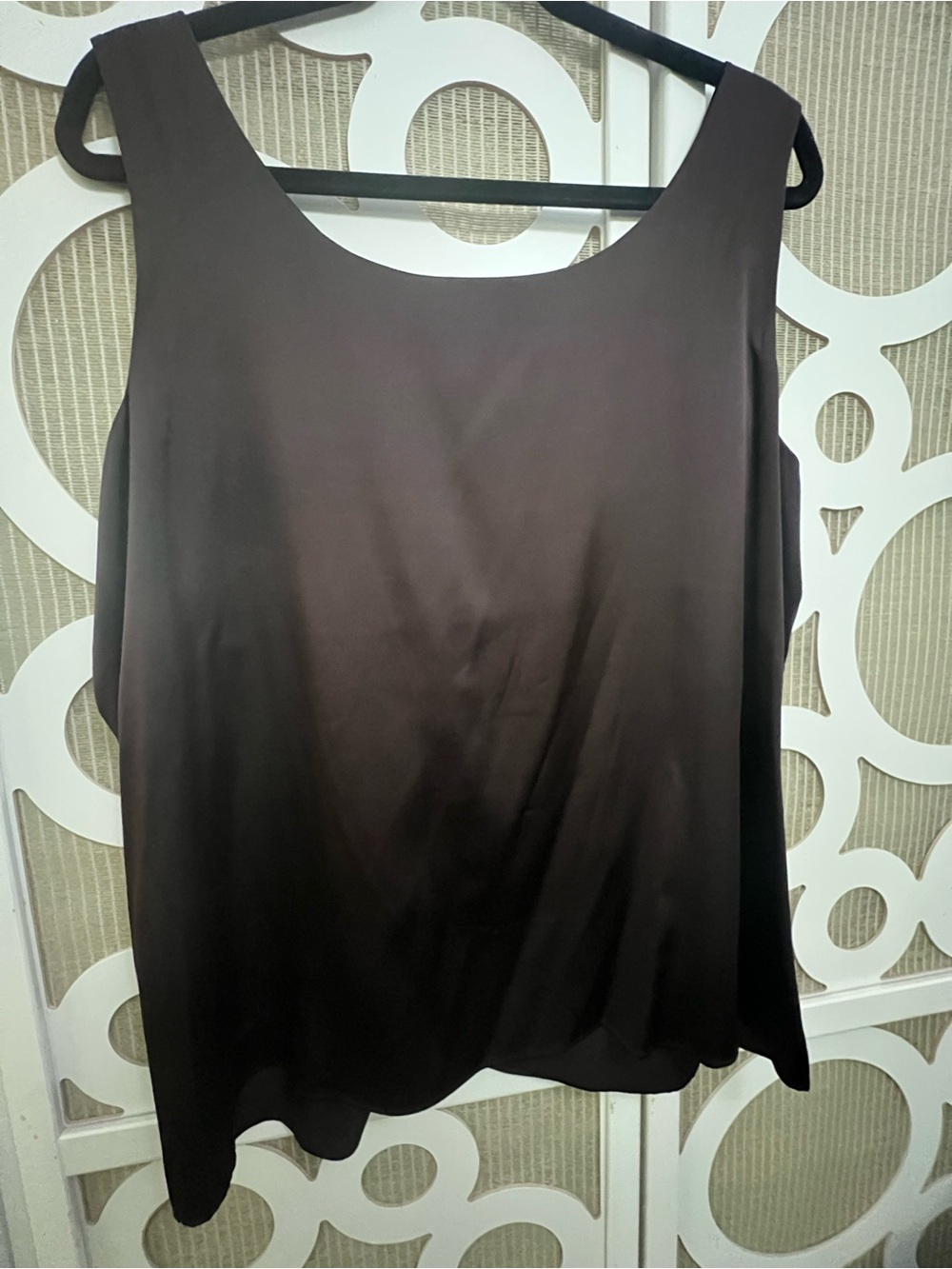 Eileen Fisher Dark Brown Silk V-Neck Tank - Picture 2 of 3